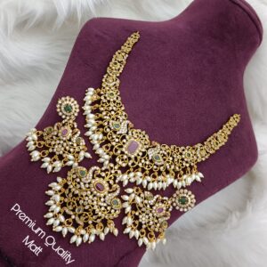 Gold Plated Indian Bollywood Style Choker Necklace CZ Fashion Jewelry Set