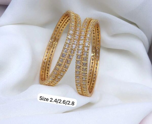 Gold Plated CZ Bangles Traditional Bracelet Kada Fashion Jewelry Set of 4 Chudi