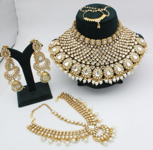 Gold Plated Kundan Choker Bridal Jewelry Set