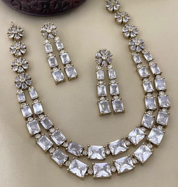 Bollywood Style Silver Plated Indian Fashion Necklace CZ Statement Jewelry Set