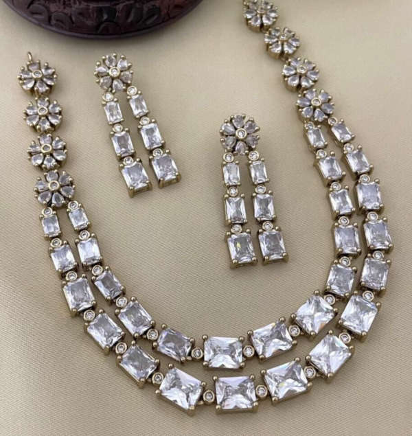 Bollywood Style Silver Plated Indian Fashion Necklace CZ Statement Jewelry Set - Image 4