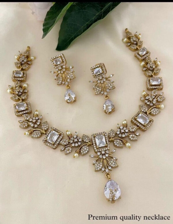 Bollywood Style Gold Forming Indian Choker Necklace CZ Fashion Jewelry Set