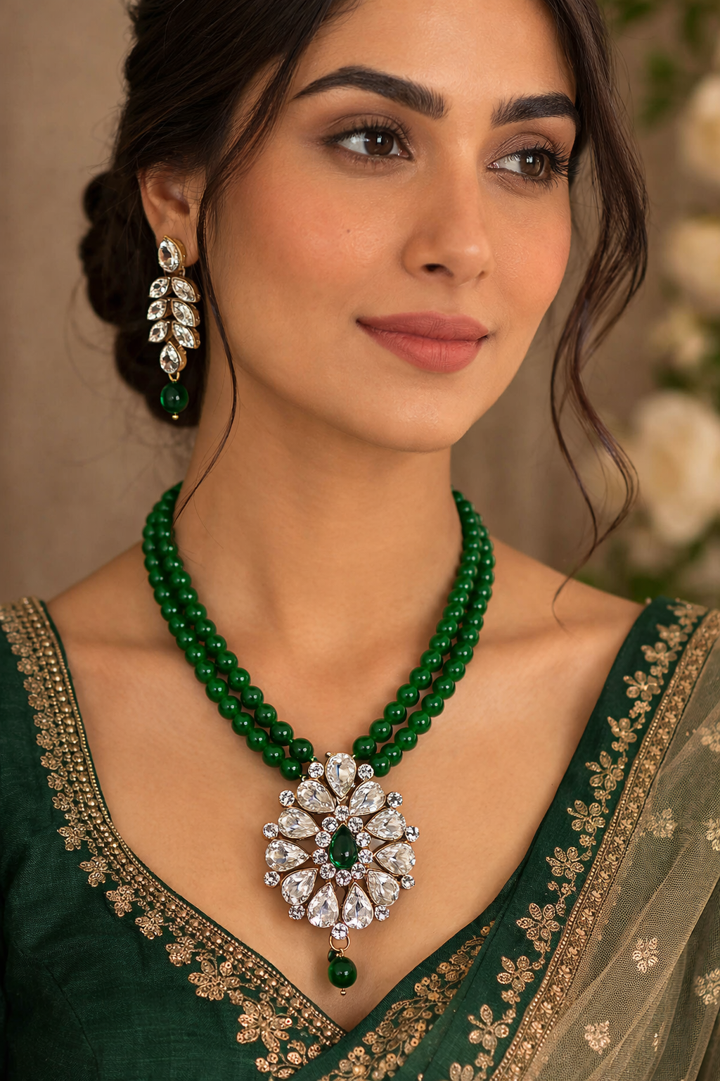 Gold Plated Kundan Pendent Jewelry Set