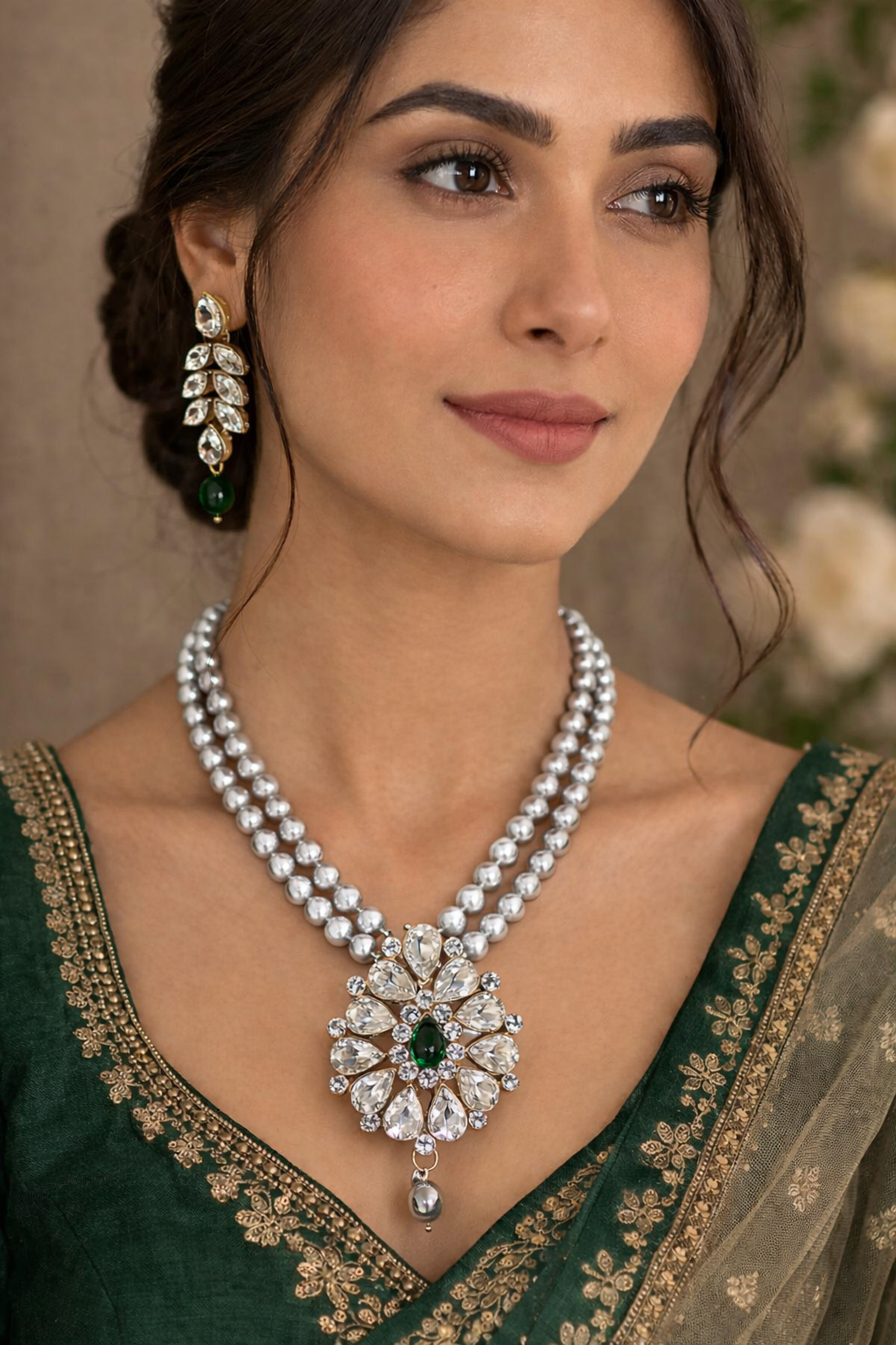 Gold Plated Kundan Pendent Jewelry Set