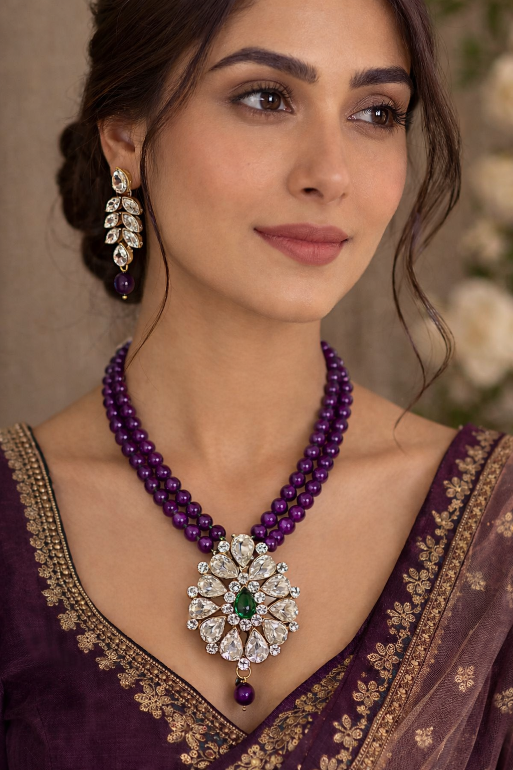 Gold Plated Kundan Pendent Jewelry Set