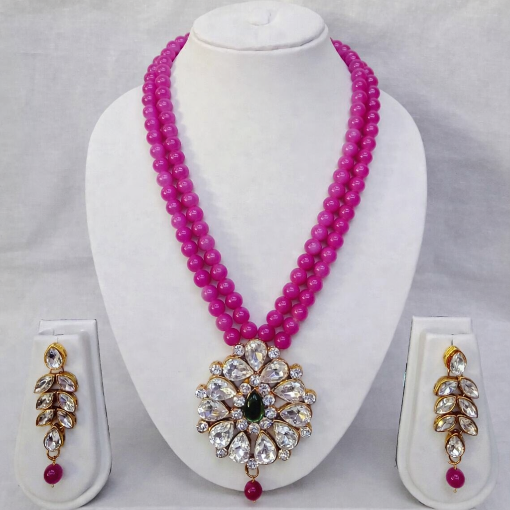 Gold Plated Kundan Pendent Jewelry Set