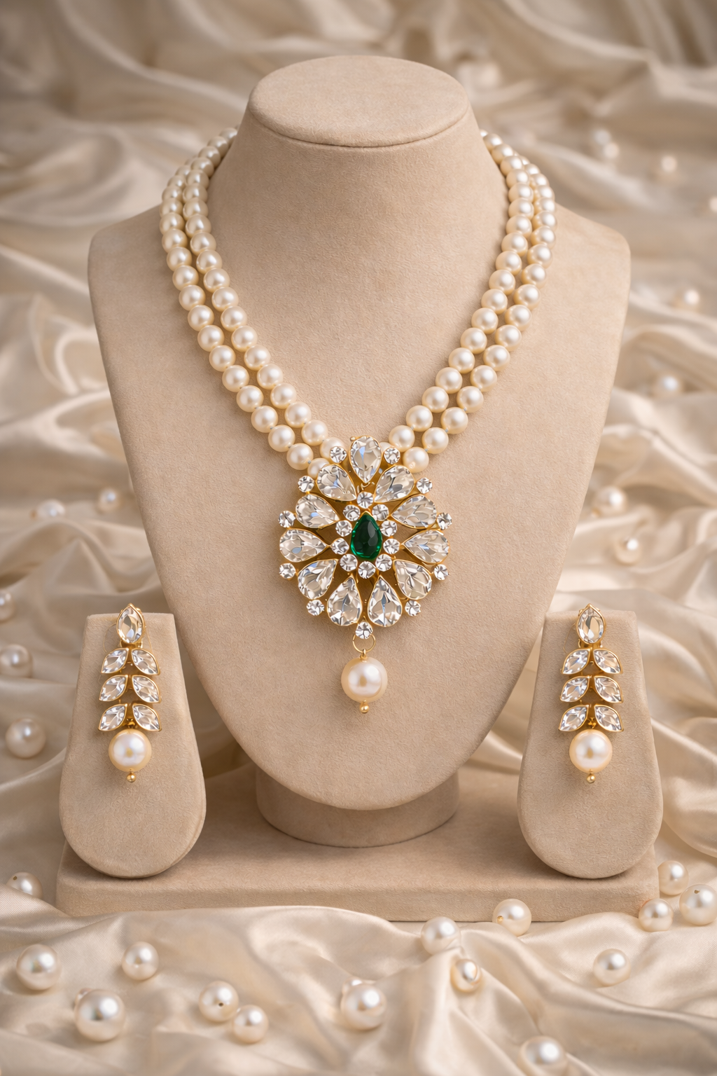 Gold Plated Kundan Pendent Jewelry Set