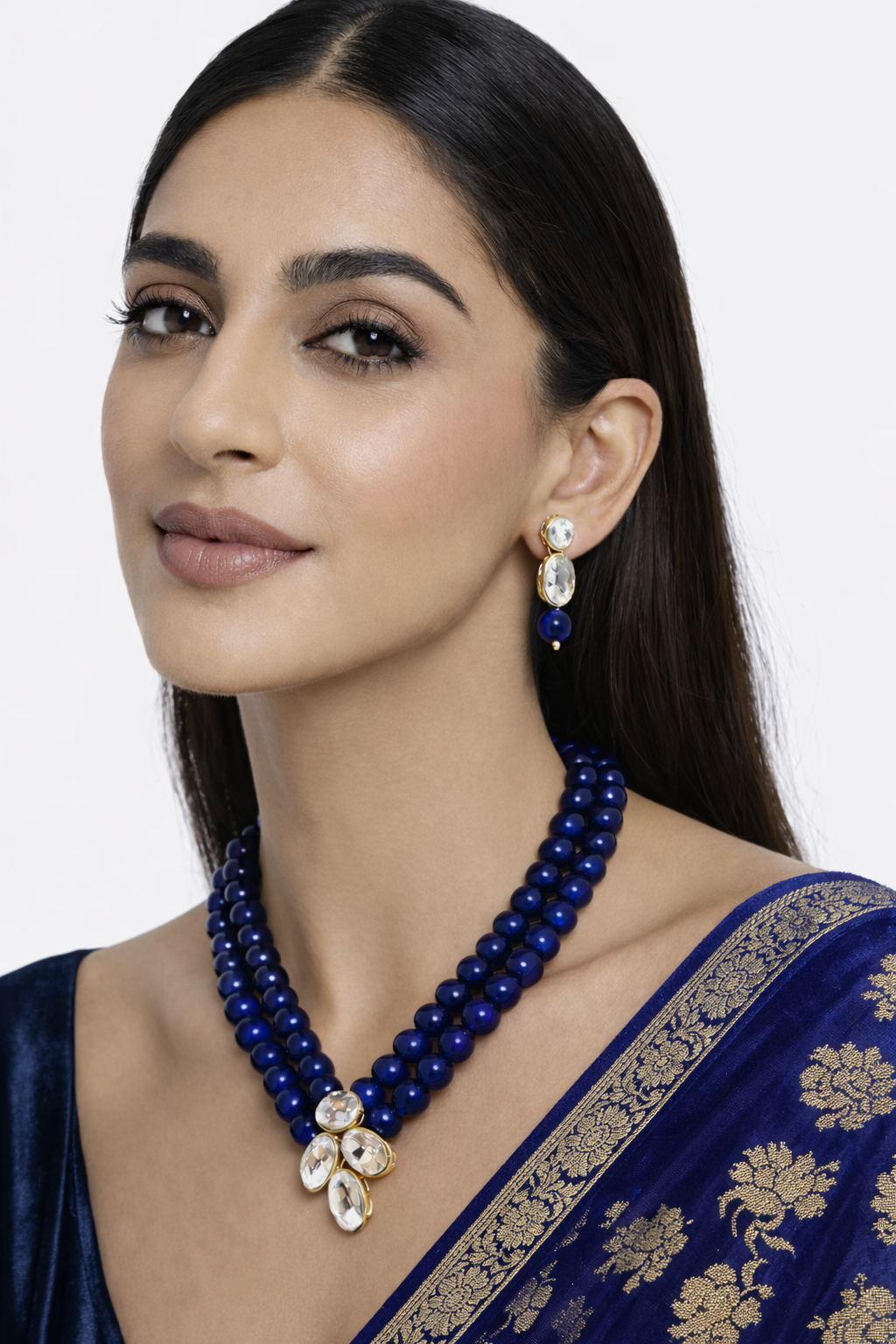 Maroon & Kundan Oval-Cut Necklace Set – Traditional Gold-Plated Bead Jewellery with Matching Drop Earrings for Weddings & Festive Wear